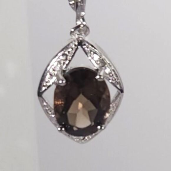 Smoky Topaz Dangle Earrings in Sterling Silver - Picture 6 of 11